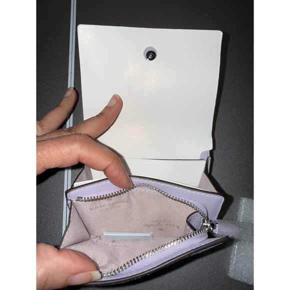 Kate Spade Kayla Pebbled Leather Small L-Zip Bifold Wallet Light Froz KK056 - Picture 9 of 9